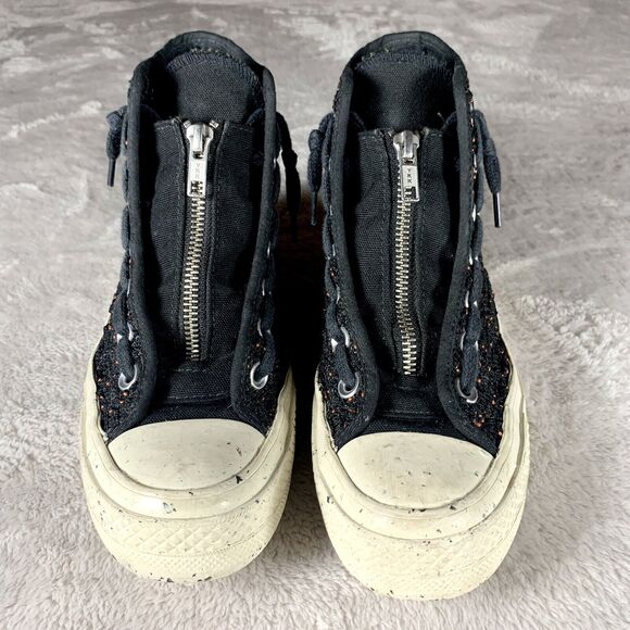 Converse All Star Chuck Taylor 70 High Kids 4 Speckled Black Crochet Knit Zip Up - Picture 4 of 10